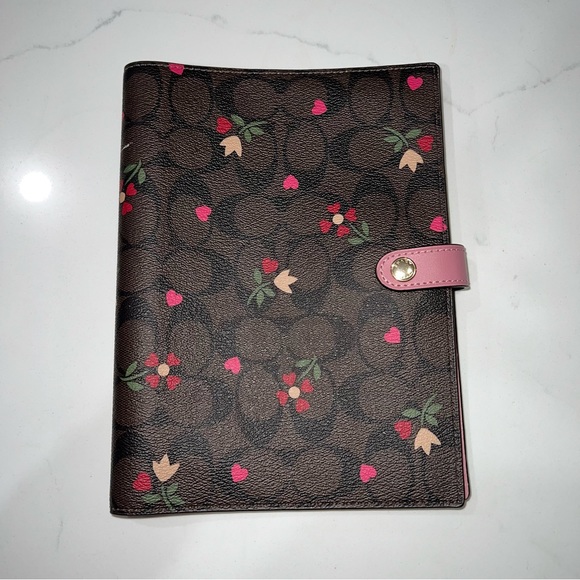 Coach Accessories Coach Notebook In Signature Canvas W Heart Petal